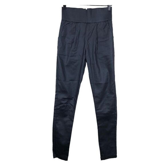 Revolve Asilio On The Run Pants Navy Blue Faux Leather Metallic Back Zipper S